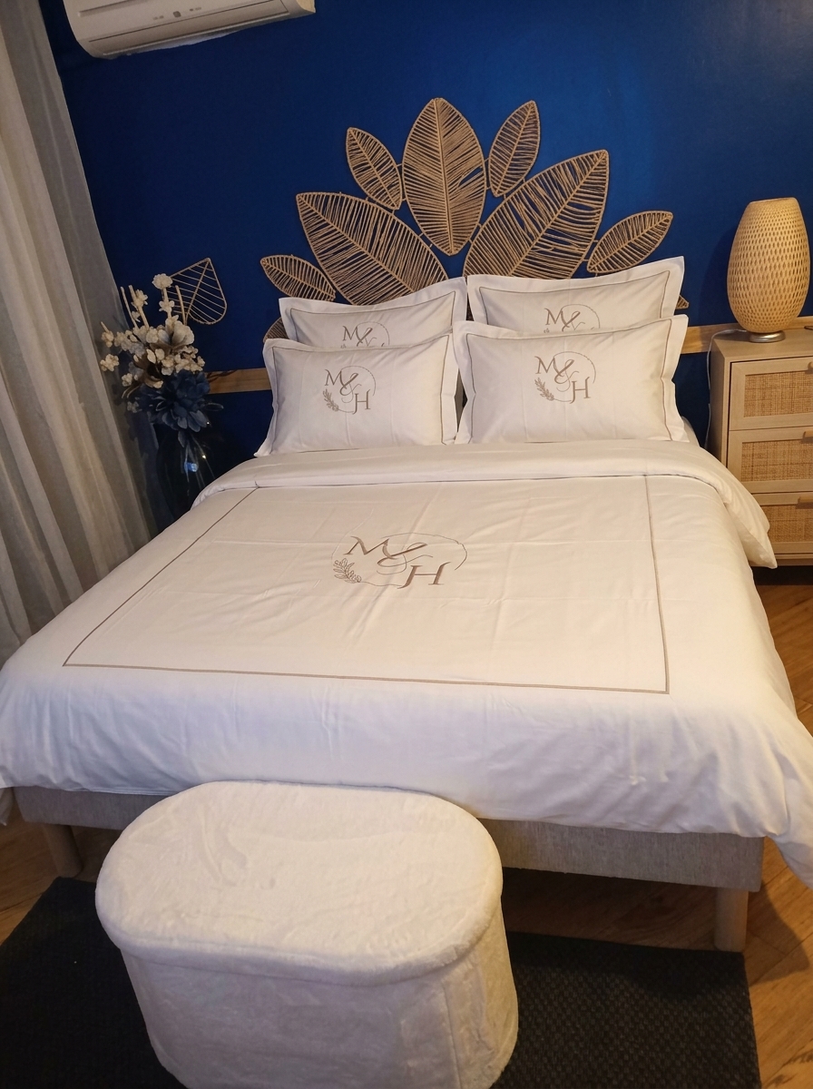 Parure de lit en coton blanc