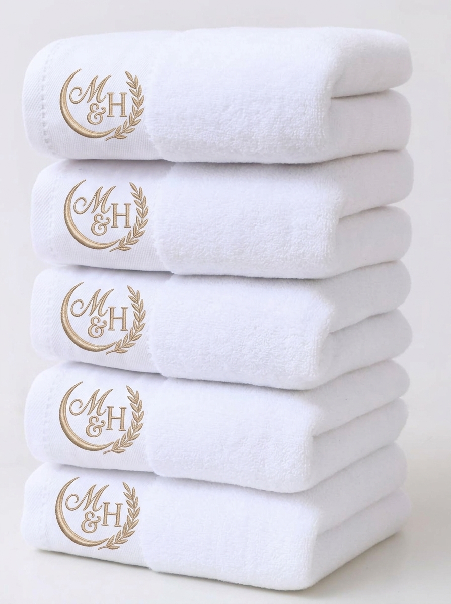 Serviettes de bain blanches M&H